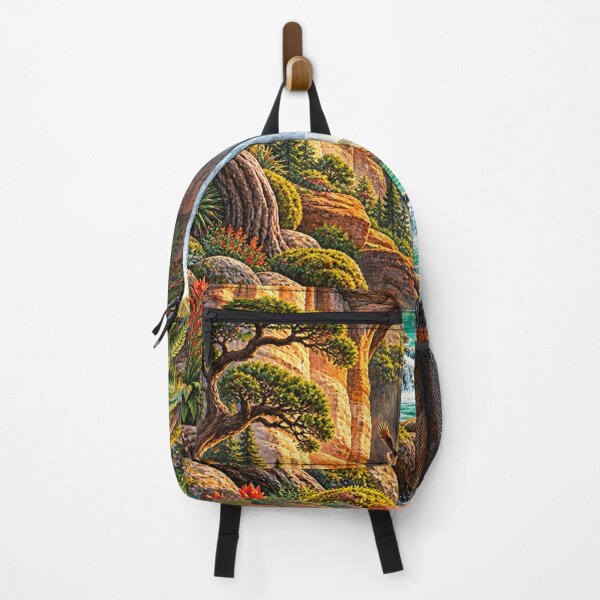 Item preview, Natural Stone Arch Waterfall Canyon Landscape Art Print designed and sold by irfanshikh.