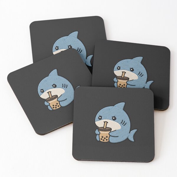 Item preview, Cute Shark Drinking Bubble Tea Kawaii Embroidery Patch designed and sold by ColorSplash123.