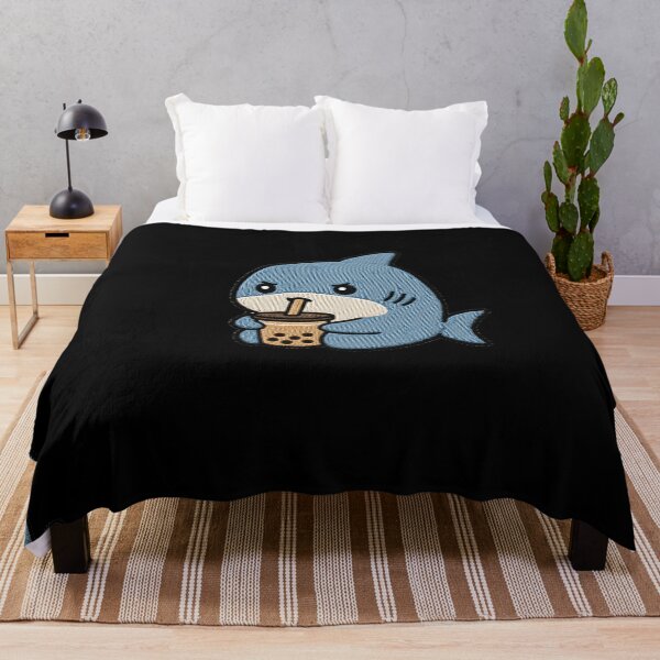Item preview, Cute Shark Drinking Bubble Tea Kawaii Embroidery Patch designed and sold by ColorSplash123.