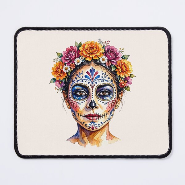Item preview, Dia de los Muertos Sugar Skull Woman with Colorful Floral Crown designed and sold by SweetLilith.