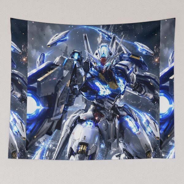 Item preview, Gundam Aerial Cosmic Battle Mecha | Blue White Mobile Suit Sci-Fi Anime Art designed and sold by Dyan4.