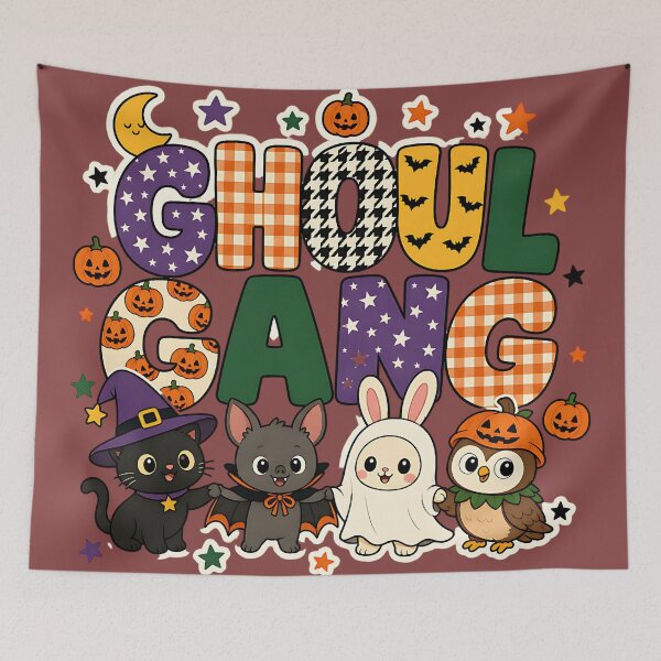 Item preview, Ghoul Gang Letter Block Shirt | Cute Animal Halloween Squad Design designed and sold by MOCH- ART.
