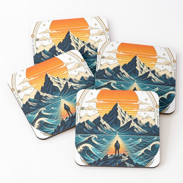 Item preview, Mountain Sunset Explorer Geometric Adventure Art designed and sold by Print Print On.