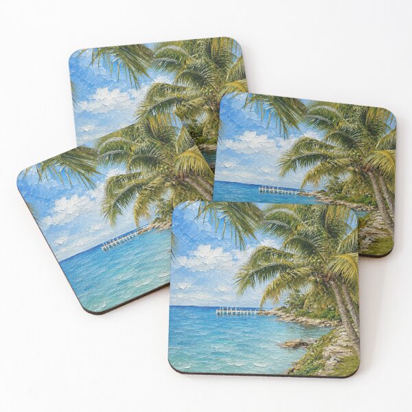 Artikelvorschau, Khanom Tropical Shore, Beach Pier Türkis Ozean Ölgemälde entworfen und verkauft von BlossoraStudio.