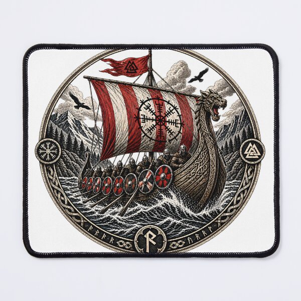 Item preview, Viking Longship Norse Adventure Emblem designed and sold by CreativeMindsetLab.