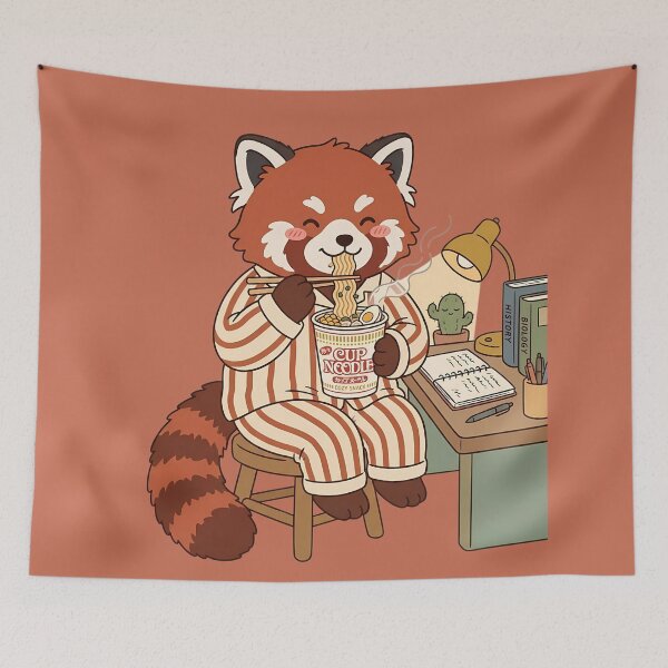 Item preview, Midnight Study Snack Red Panda Instant Ramen Lo-Fi designed and sold by DripCultureLab.