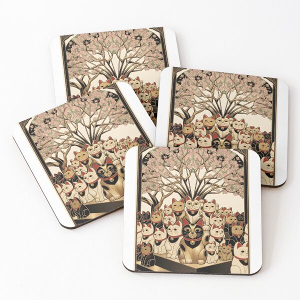Item preview, Lucky Cats Shrine – Japan Art Deco Print designed and sold by JAPANCE STUDIO.