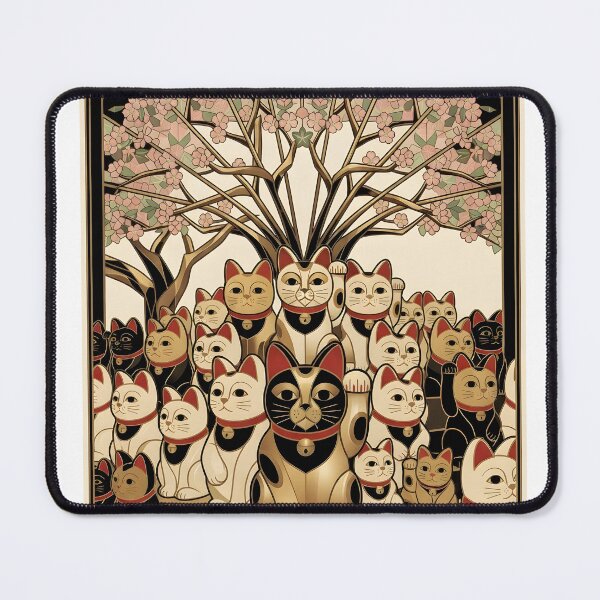 Item preview, Lucky Cats Shrine – Japan Art Deco Print designed and sold by JAPANCE STUDIO.