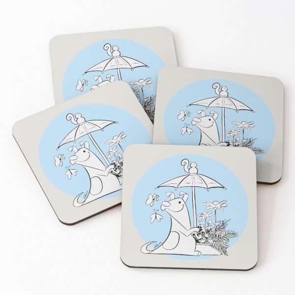 Item preview, Smiling dog in soft colors with light umbrella  designed and sold by Konopikyu.