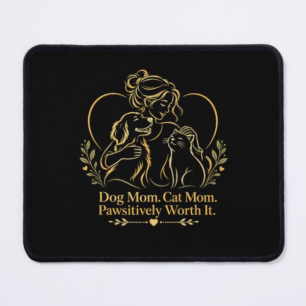 Item preview, Dog Mom Cat Mom Pawsitively Worth It Gold Art Tee designed and sold by live-fully.