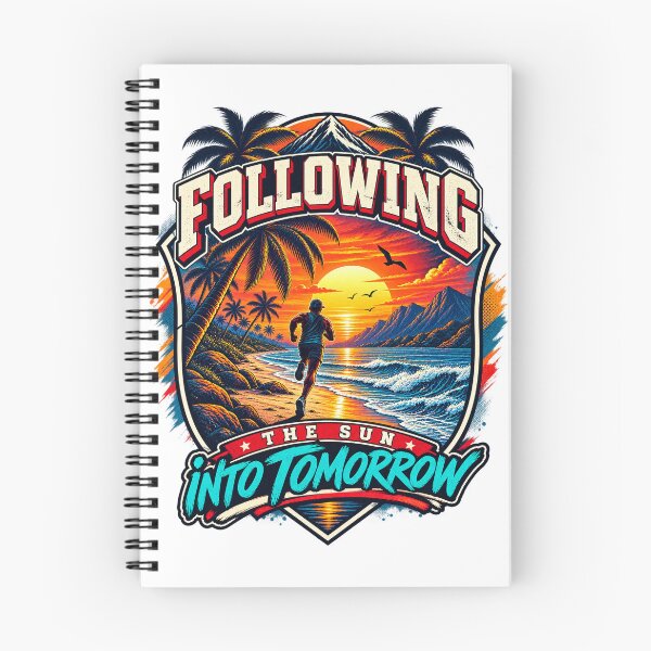 Item preview, Following the Sun – Into Tomorrow | Retro Running Beach Sportswear Emblem designed and sold by ZayCreates.