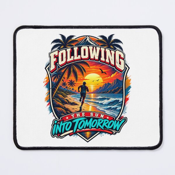 Item preview, Following the Sun – Into Tomorrow | Retro Running Beach Sportswear Emblem designed and sold by ZayCreates.