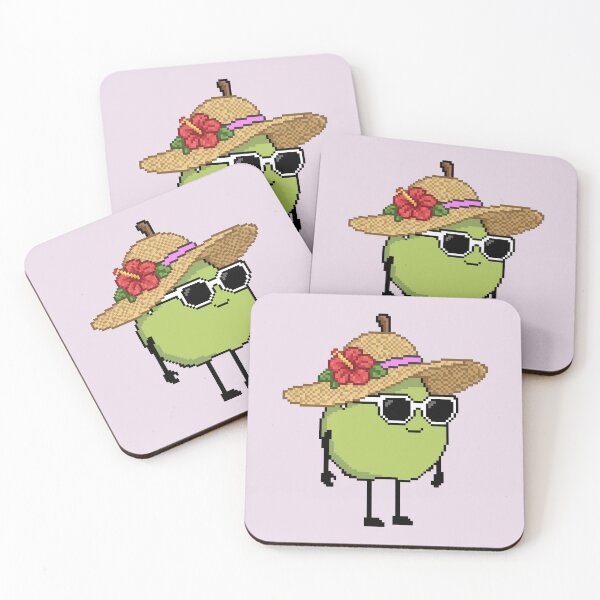 Item preview, European pear Pixel with a Straw Hat (PK) designed and sold by White Rim Mates.