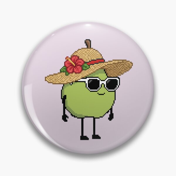 Item preview, European pear Pixel with a Straw Hat (RD) designed and sold by White Rim Mates.