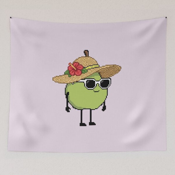 Item preview, European pear Pixel with a Straw Hat (YL) designed and sold by White Rim Mates.