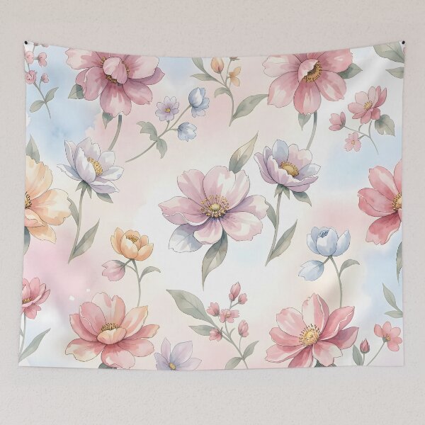 Item preview, Watercolor Pastel Floral Boho Pattern designed and sold by ZanyPaintbrush.