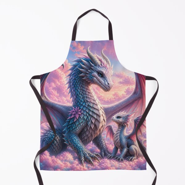 Item preview, Pastel Blue Dragons in Magical Pink Clouds – Cute Fantasy Dragon Family Artwork designed and sold by DrakariArt.