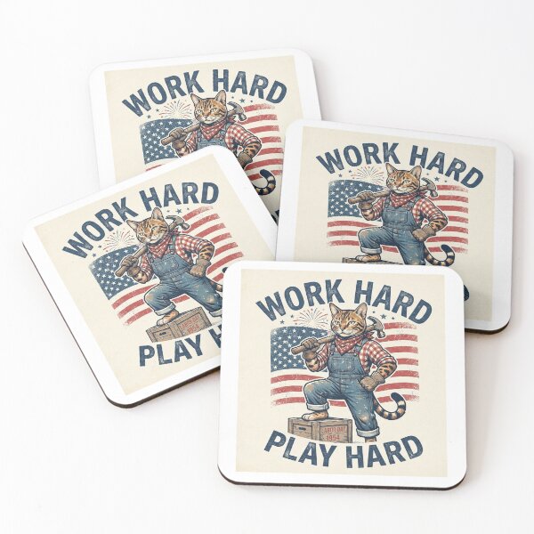 Item preview, Bengal Cat Work Hard Play Hard Labor Day Patriotic Overalls designed and sold by Ghostlycats2026.