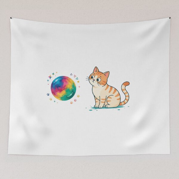 Item preview, Orange Tabby Cat Wondering at Watercolor Rainbow Magic Dot Day designed and sold by Ghostlycats2026.