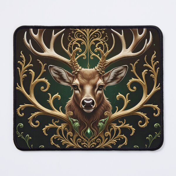 Item preview, Golden Stag Jeweled Antlers Art designed and sold by ameetlumiere.