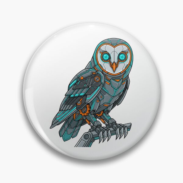 Item preview, Cyberpunk Mecha Barn Owl Sci-Fi Robotic Bird Techwear Aesthetic designed and sold by mood-draftsman.