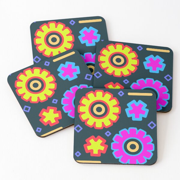 Item preview, Dark Retro 90s Memphis Style Cogs and Diamonds designed and sold by The Nomadic Designs.