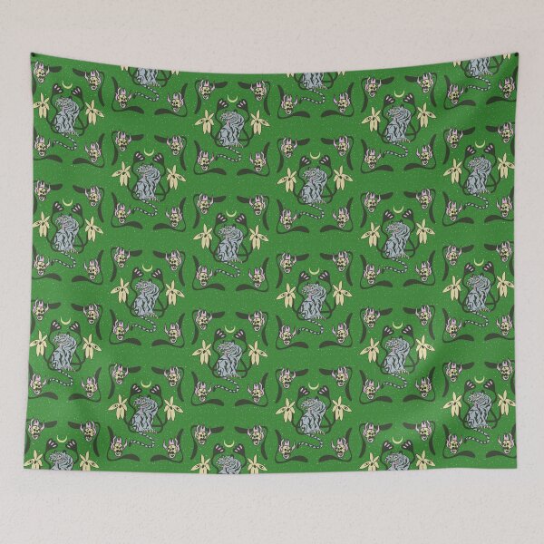 Item preview, Psychedelic Tiger and Flaming Skulls designed and sold by adamstav-prints.