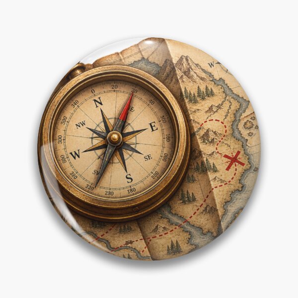 Item preview, Vintage Compass and Treasure Map Adventure Art designed and sold by Print Print On.