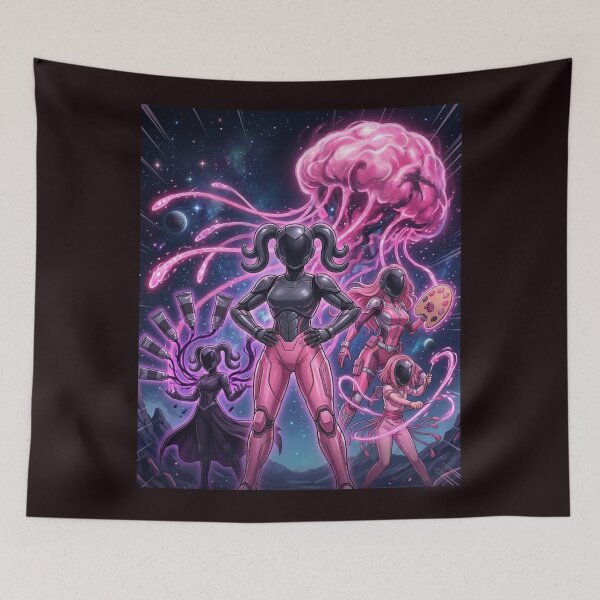 Item preview, Cosmic Pink Jellyfish Sci Fi Android Squad Art designed and sold by SofiaByCruti.
