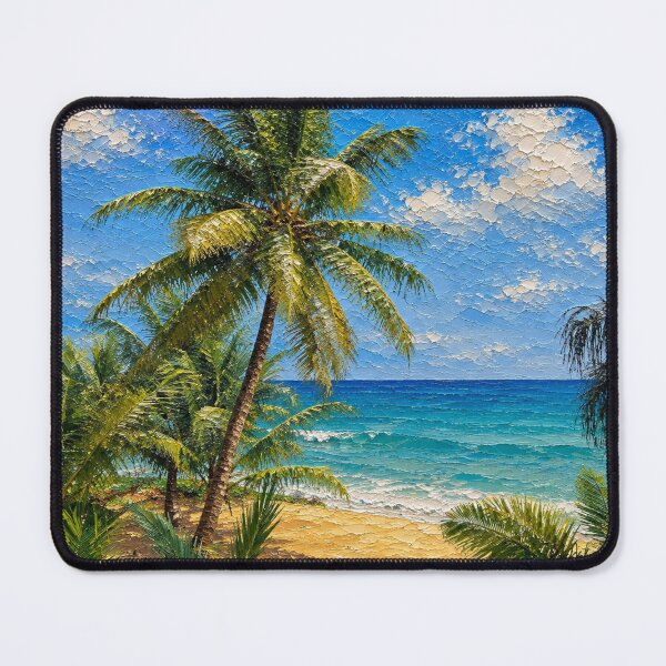 Item preview, Azure Palm Haven, Natai Beach Phanga Tropical Ocean Oil Painting designed and sold by BlossoraStudio.