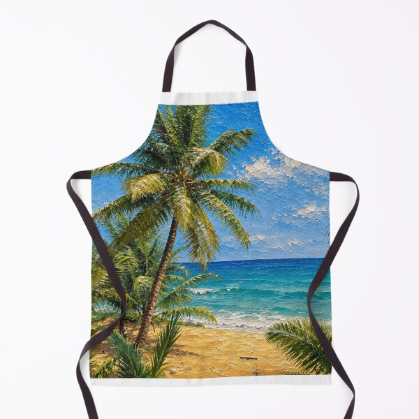 Item preview, Azure Palm Haven, Natai Beach Phanga Tropical Ocean Oil Painting designed and sold by BlossoraStudio.