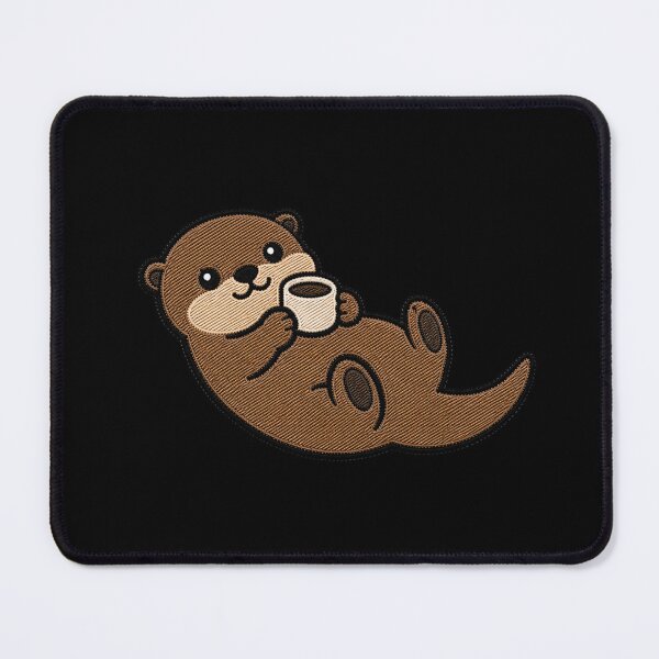 Item preview, Cute Otter Floating with Coffee Kawaii Embroidery Patch designed and sold by ColorSplash123.