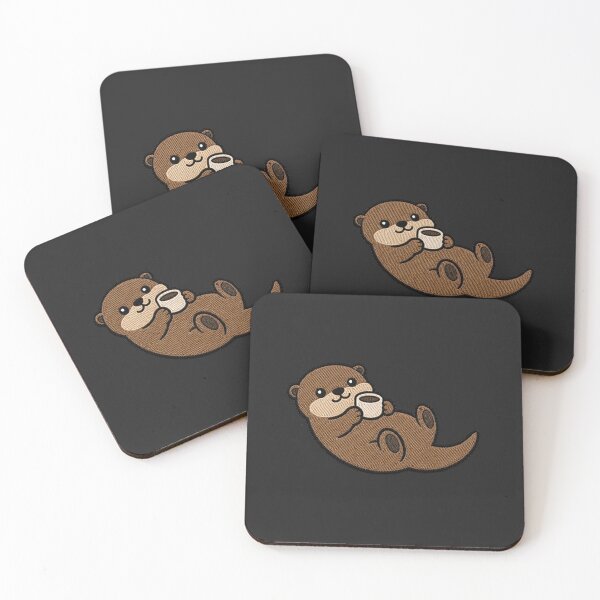 Item preview, Cute Otter Floating with Coffee Kawaii Embroidery Patch designed and sold by ColorSplash123.