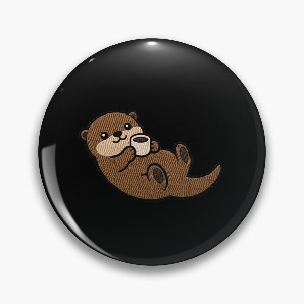 Item preview, Cute Otter Floating with Coffee Kawaii Embroidery Patch designed and sold by ColorSplash123.