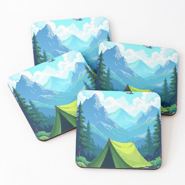 Item preview, Cozy Mountain Camping Tent Pixel Art designed and sold by grzezzz.