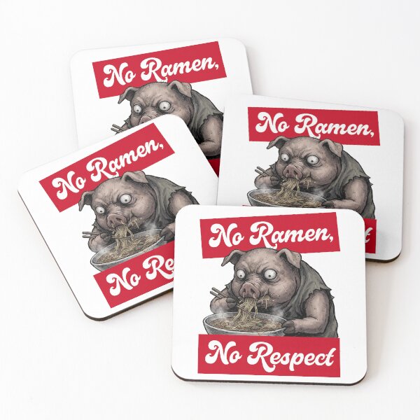 Item preview, No Ramen No Respect – Funny Ramen Lover Pig Illustration designed and sold by LOVEARTDESIGN.