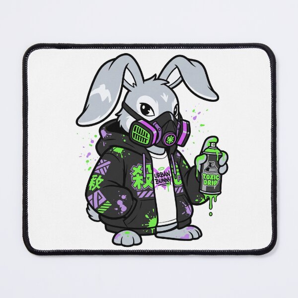 Item preview, Toxic Drip Cyberpunk Graffiti Bunny Gas Mask Techwear Streetwear Aesthetic designed and sold by mood-draftsman.