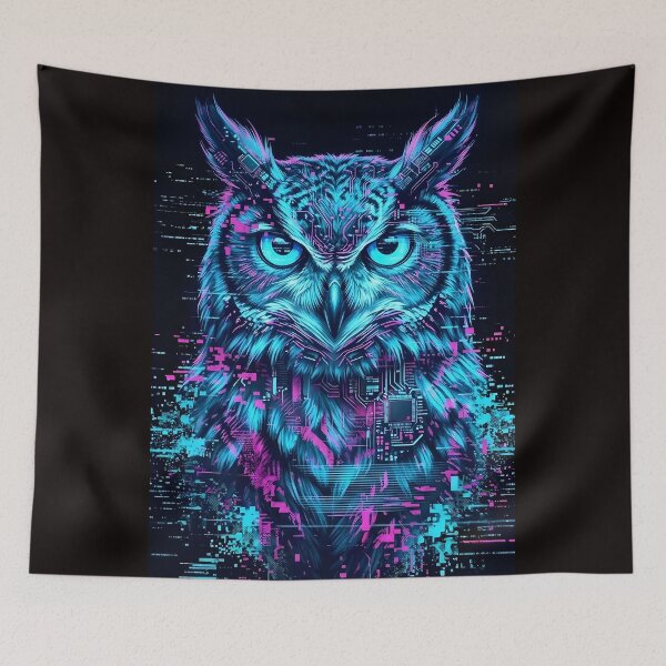 Item preview, Cyber Owl – Neon Glitch Wildlife designed and sold by PixelShedStudio.