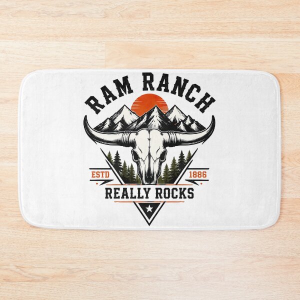 Item preview, Ram Ranch Really Rocks, Ram Ranch Longhorn Skull Mountain Western Rustic Cowboy designed and sold by graphic-genie.