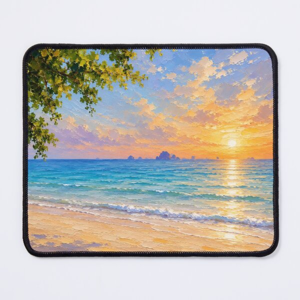 Item preview, Ao Nang Golden Sunset, Tropical Beach Krabi Ocean Oil Painting designed and sold by BlossoraStudio.