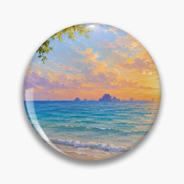 Item preview, Ao Nang Golden Sunset, Tropical Beach Krabi Ocean Oil Painting designed and sold by BlossoraStudio.