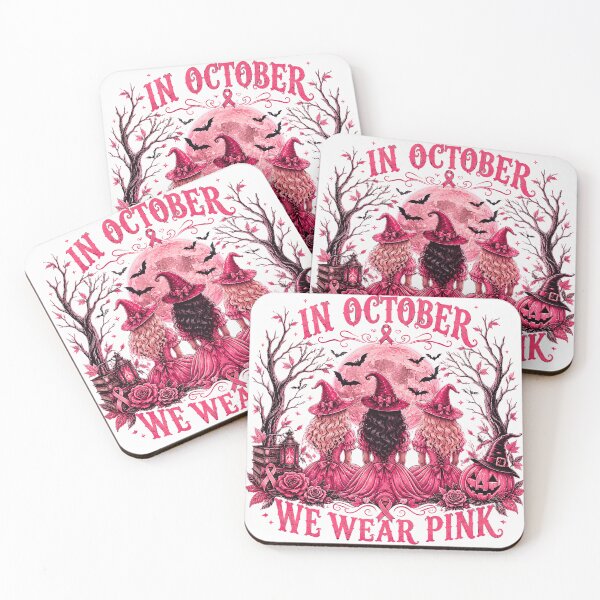 Item preview, In October We Wear Pink Witch Sisters Breast Cancer Support designed and sold by DYAFLK.