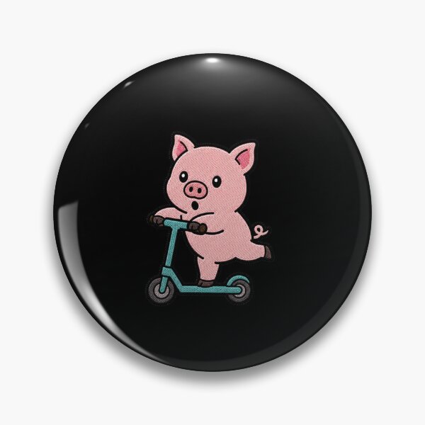 Item preview, Funny Pig Riding Scooter Kawaii Embroidery Patch designed and sold by ColorSplash123.