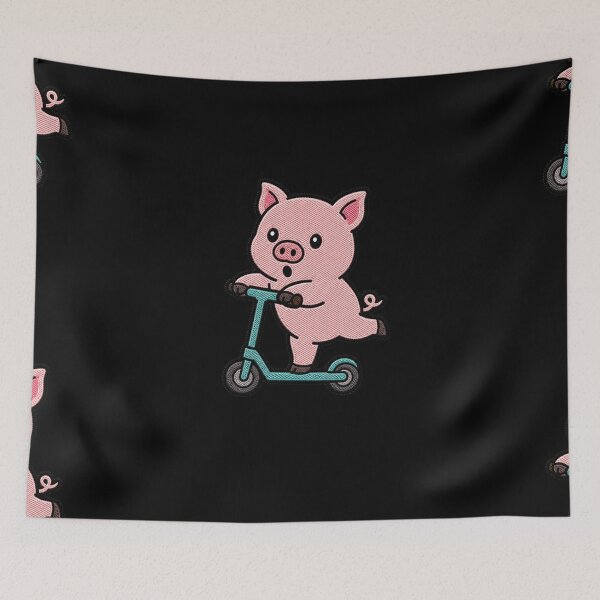 Item preview, Funny Pig Riding Scooter Kawaii Embroidery Patch designed and sold by ColorSplash123.
