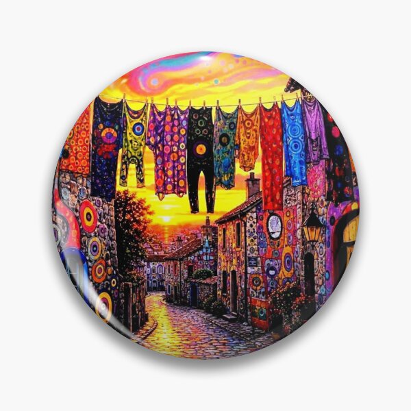Item preview, Washing day in the psychedelic village designed and sold by George Hutton Hunter.