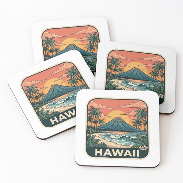 Item preview, Vintage Hawaii Tropical Volcano Beach Sunset Graphic designed and sold by Paper Drip.