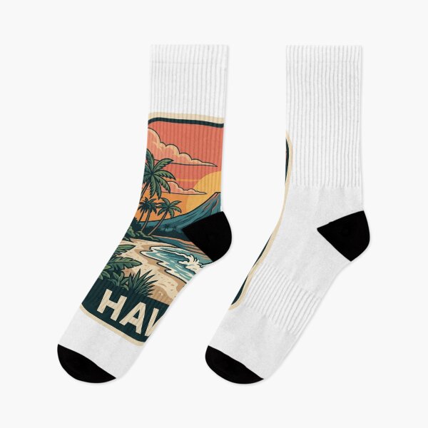 Item preview, Vintage Hawaii Tropical Volcano Beach Sunset Graphic designed and sold by Paper Drip.
