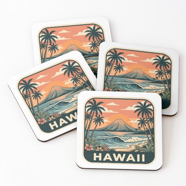 Item preview, Vintage Hawaii Tropical Volcano Beach Sunset Graphic designed and sold by Paper Drip.