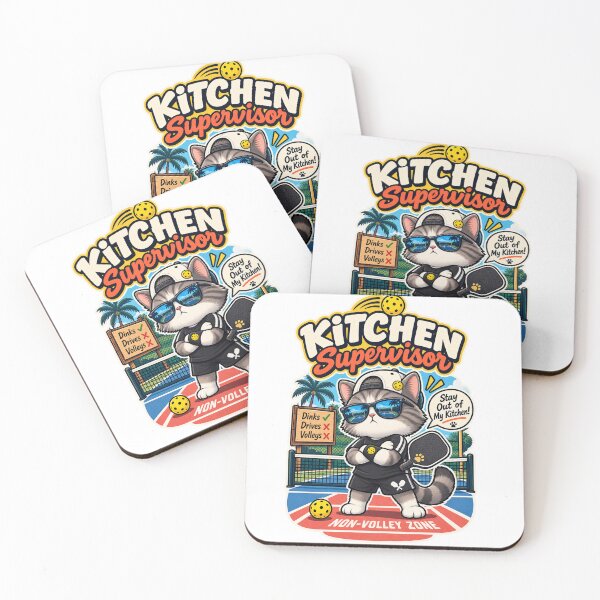 Item preview, Kitchen Supervisor – Funny Pickleball Cat Retro Sticker designed and sold by 50Pxels.