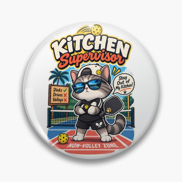 Item preview, Kitchen Supervisor – Funny Pickleball Cat Retro Sticker designed and sold by 50Pxels.